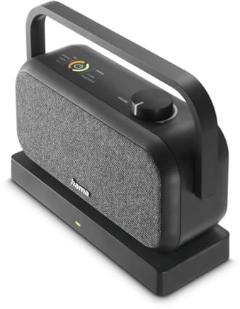 Hama TV Lautsprecher kabellos (kabelloser Stereo Funklautsprecher 2,4 GHz + Bluetooth, TV Sprachverstärker für Senioren und Hörgeschädigte, Ladestation, 2X 5 Watt, 3 Modi, 18h Spielzeit) schwarz