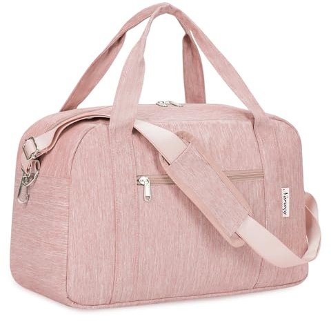 Narwey Ryanair Handgepäck 40x30x20, Klein Sporttasche Faltbare Reisetasche Handgepäck Tasche Flugzeug für Damen, Travel Bag Weekender Herren 20L (Rosa)