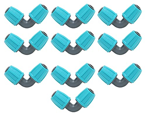 Lwuey 16mm PE Rohr Winkel Verbinder 90 Grad,Micro Drip System 1/2 Fitting | L Stück PP Kupplung Schlauchverbinder mit Ellenbogenform zur Richtungsänderung Gartenbewässerung Zubehör