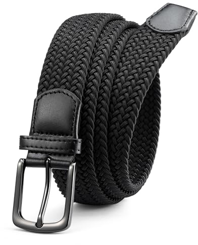 CHAOREN Elastischer Gürtel Herren, Stretch Gürtel Stoff ohne Löcher 35mm, Flechtgürtel für Golfhosen Lässige Shorts Jeans