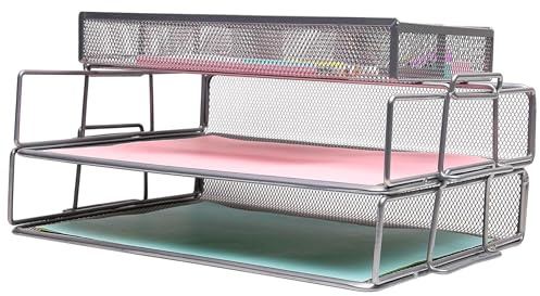 Exerz Briefablagen 2tlg/ Papiersortierer/Schreibtisch multifunktionaler Organiser/Dateihalter für Büro, Schule, Studie, 2-In-1-Schublade, Raumwunder (Schwarz)