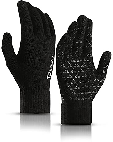 Handschuhe, Touchscreen Reithandschuhe Outdoor Herren Damen Thermo Winter Laufhandschuhe Warme Winddichte Anti-Rutsch Full Finger für Laufen weihnachten geschenke - Schwarz M
