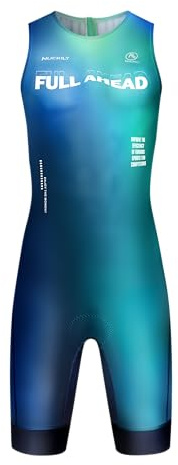 NUCKILY Triathlon-Anzug für Herren, Einteiler, Trisuit, leicht, gepolstert, Radfahren, Speed-Anzug, Badehaut, Fahrrad, Schwimmen, Laufen, Blau, L