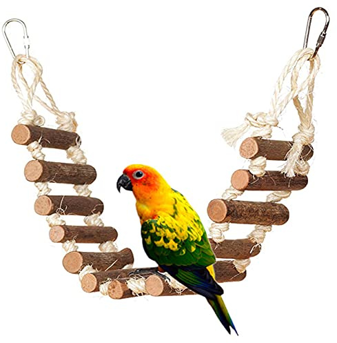 Holzleiter Vogel Spielzeug, Bogoro Kletterleiter für Kleine bis Mittlere Vögel, Klettern & Spielen Vogelzubehör, Sicher & Langlebig