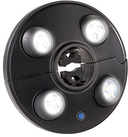 Luminea Schirmbeleuchtung LED: LED-Schirmleuchte LSL-250 mit 4 dreh- und dimmbaren Spots, 250 Lumen (Sonnenschirmbeleuchtung, Schirmlampe, Zelt)