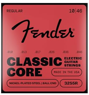 Fender Classic Core Electric Guitar Strings, 3255L, Nickel Plated Steel, Bullet Ends (.010-.046)