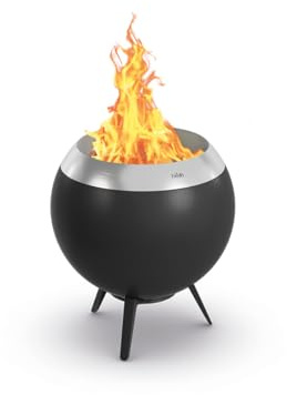 höfats - Moon 45 rauchfreie Feuerschale mit niedrigem Fuß aus Edelstahl - emaillierter raucharmer Feuerkorb mit Holzvergaser-Technologie, zweistufigen Verbrennungsprozess - Feuerstelle mit ⌀ 45 cm