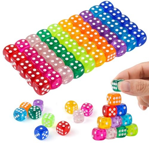 50 Stück Würfel Set, 14mm Spielwürfel, Acryl Bunte Würfel mit Runden Ecken | Würfelset mit Aufbewahrungsbox für Würfelspiele Tischspiele Bar KTV Party Tutoring, 10 Farben