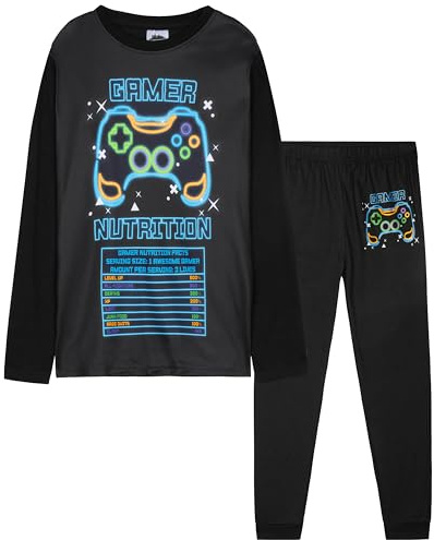 CityComfort Schlafanzug Jungen Lang Weich Pyjama Set mit Coolen Designs Gamer Order Fussball Lounge Wear Geschenke Jungs Teens