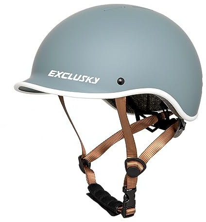 Exclusky Fahrradhelm für Herren, mit tiefem Visier, Fahrradhelm für Damen, Fahrradhelm für Streetscooter, Radfahren (56-61 cm)