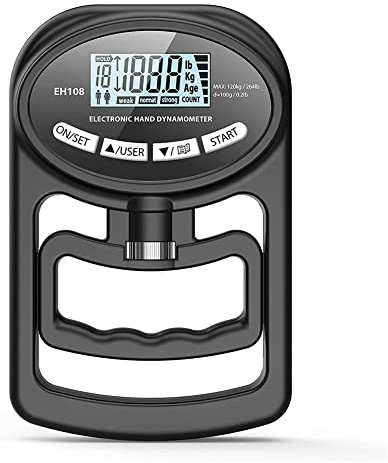 Upxiang 265 Lbs / 120Kgs Hand Dynamometer Grip Strength Trainer-Electronic Hand Grip Strength Tester Grip Strengthener,Schwarz