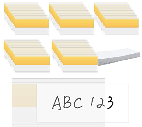 HLIWS 50 Stk. Preisschild Etikettenhalter,für Supermärkte,Schulen-4×8cm | PVC,selbstklebend,transparent,zuschneidbar,zur Kennzeichnung von Fächern in Bücherregalen,Schubladen und Aktenschränken
