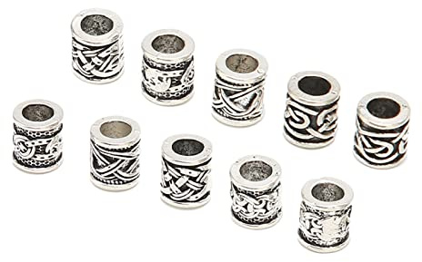 10 Stück Wikinger-Bartperlen, Legierung, Antike Nordische Dreadlock-Perlen für Barthaare, DIY-Armband, Halskette, Bartperlen für Männer