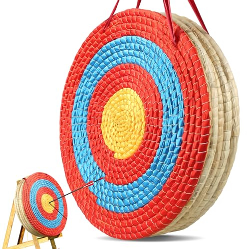 VEVOR 508 mm Zielscheibe Bogenschießen, Handgefertigtes Strohbogenziel für Recurvebogen Compoundbogen oder Langbogen, Traditionelles Bogenpfeilziel für Kinder Jugend Erwachsene Bogenschießen