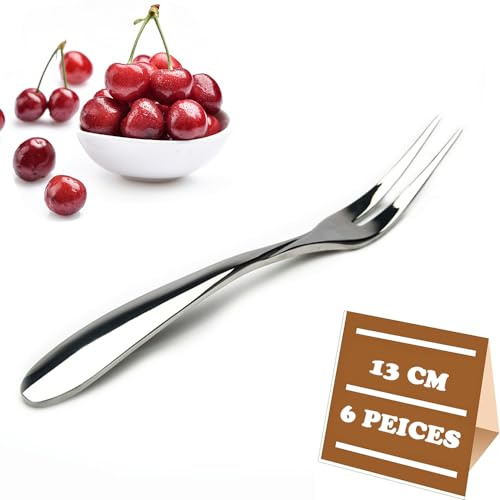 UBRAVE Kuchengabeln, 6 Stück Edelstahl Obstgabeln Dessertgabeln, Mini Kuchen Gabeln, Hochglanzpoliert, Edelstahl Gabeln für zu Hause, Restraum, Hotel, Hochzeit, Partys, Spülmaschinenfest, 13cm