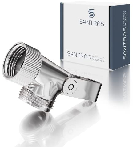 SANTRAS® Gelenkstück Dusche 1/2 Zoll aus Metall in Chrom – Brausegelenk/Gelenkverbinder für Duschschlauch & Handbrause | Duschkopf Halterung mit verstellbaren Duschgelenk