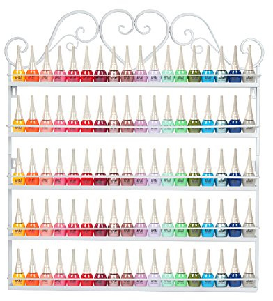Meisax 5-Tier Nagellack Regal, Ätherische Öle Lippenstift Wandregal, Weiß | Platzsparendes Metall Aufbewahrungsregal, Formstabil, Geschenk für Privathaushalte, Schönheitssalons, Nagelstudios