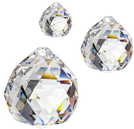 Mirabella Sonnenfänger Set 3 Kristallkugeln 20/30/40mm 30% PbO Kristall Kugeln Regenbogenkristall