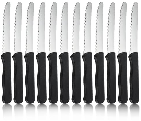 hunnycook Frühstücksmesser 12 Stück, Wellenförmiger Tafelmesser mit Wellenschliff, Frühstücksmesser set aus Edelstahl, Besteck messer set für Haus und Restaurant, Spülmaschinenfest