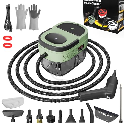 Dampfreiniger Handgerät, 2500W Handdampfreiniger mit 1,6-Liter-Wassertank, Dampfabgabe vom Handgriff aus, Steam Cleaner für Alles, Fenster, Autos (Grün)