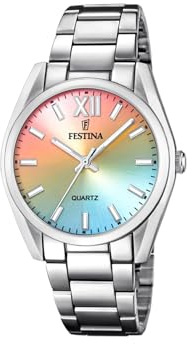 Festina Damen Uhr Analog Edelstahl 316L - Quarzwerk - Mineralglas hochresistent - 5 ATM wasserdicht F20622 - Boyfriend Collection