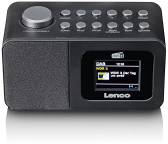 Lenco CR-625BK Radiowecker mit DAB+/FM, 2,4 Farbdisplay dimmbar, Doppelalarm, Sleeptimer, Schlummerfunktion, 30 Sender-Speicher, AUX-In, schwarz
