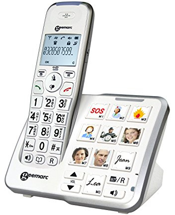 Geemarc Amplidect 295 Photo - Verstärktes Festnetztelefon mit Anrufbeantworter, starkem Klingelton und großen, anpassbaren Fototasten für Senioren - Geringer bis mittlerer Hörverlust - Version DE