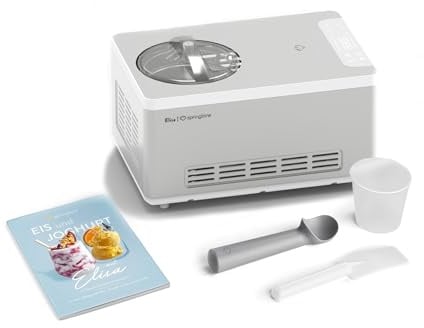 SPRINGLANE Eismaschine & Joghurtbereiter Elisa 2,0 L mit selbstkühlendem Kompressor 220 W, aus Edelstahl mit Kühl- und Heizfunktion, inkl. Rezeptheft (Elisa Silber)