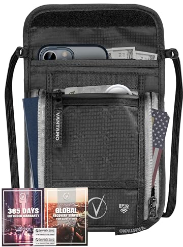 Vantamo Brustbeutel Herren und Damen - Passport Bag - Brustbeutel mit RFID-Blocker - Sicherheitstasche Passend für Reisepass mit Cover