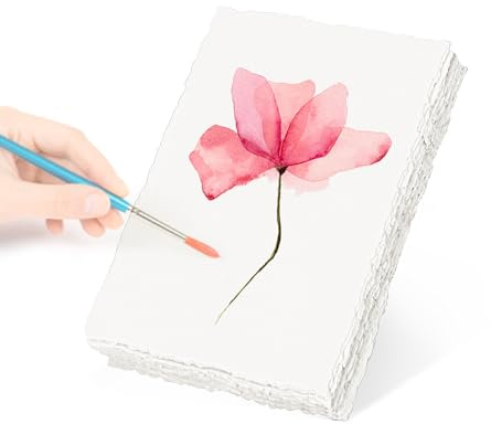 Büttenpapier A6, 20 Blätter Handgeschöpftes Papier Strukturpapier Aquarellpapier Dickes 250 GSM, für GrußKarten DIY, Gemälde, Briefe, Einladungen Zeichnen, Skizzieren Schreiben, 10,2 x 15,2cm