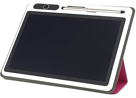 Elektronischer Notizblock, LCD, Zeichenblock, Business-Zubehör, digitaler Notizblock, elektronisches Tablet, Notizbuch, USB-Handmalwerkzeug, 22,9 cm (Schwarz (mit Kunstlederhülle)) (Rot (mit