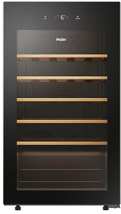 Haier Weinkühlschrank 50 SERIE 3 HWS34GGH1 I Weinklimaschrank für 34 Flaschen I Moderner Wine Fridge mit UV-Glastür & 5 Holzregalen I Wine Cooler mit Wi-Fi & Touch-Display I Vibrationsarme Lagerung