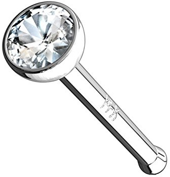 Paula & Fritz® Echt-Gold Nasen-Piercing Nasenpiercing-s Nose Nasenfluegel Nasenstecker Nostril 14 Karat Zirkonia rund Clear