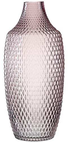 Leonardo Poesia Bodenvase aus Glas, handgefertigte Deko-Vase mit eltegant strukturierter Oberfläche, Rosa, Höhe: 40 cm, 018677