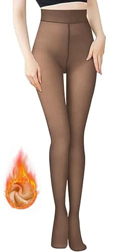 Lnmyic Thermo Strumpfhose Damen Strumpfhosen Winter Gefütterte Strumpfhose Thermostrumpfhose Warme (DE/NL/SE/PL, Alphanumerisch, L, XL, Regular, Regular, Kaffee Durchsichtig,220g, für 5~20 ℃)