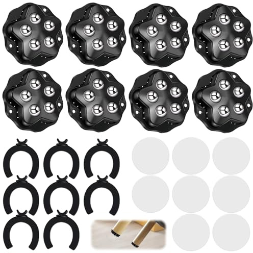 Kugelrollen für Möbel 8 Stück Möbelrollen Klein Kugelrollen Schwerlast | Möbelrollen Flach Schwerlast 360 Grad Rollen für Küchengeräte Selbstklebendes mit 5 Stahlkugeln und Bremse, Tragfähigkeit