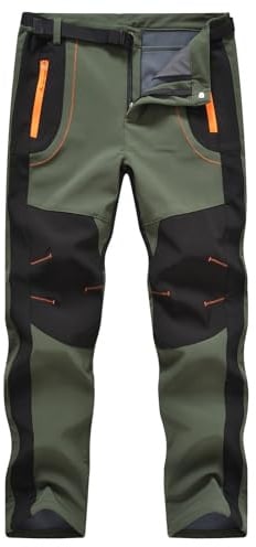 donhobo Outdoorhose Herren wasserdichte Softshellhose Skihose Wandershose | Winter Thermohose Winddicht Schneehose Warm Fleece Gefüttert Snowboardhose Trekkinghose Funktionshose Arbeitshose