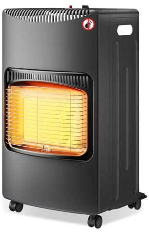 Wiltec mobile Gasheizung 4,2 kW, Gasheizstrahler 42 x 45 x 75,7 cm, Heizstrahler Innenraum mit Kippschutz, ODS und Rollen, Gasheizer kompatibel mit 13 kg Gasflasche