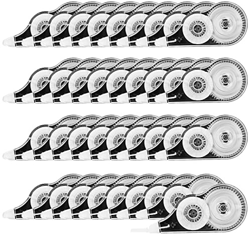 Yoosso 36 Stück Korrekturroller Set, 12m x 5 mm Korrekturbänder, Schwarz | Korrekturmaus Mit Schutzkappe, Reißfestes Band, Sofort Überschreibbar, Für Schule, Büro Und Zuhause