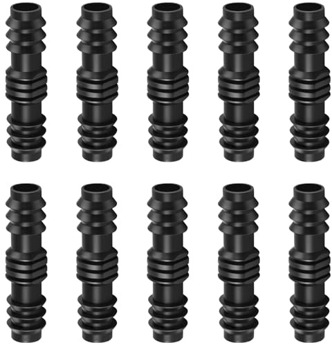 Poeland Gerade Schlauchverbinder 16mm (1/2 Zoll), Schwarzer Kunststoff Garten Tropfschlauch Verbinder, Kupplungen Schlauchanschluss, Tropfbewässerung Fitting Zubehör für Bewässerung System (10 Stück)