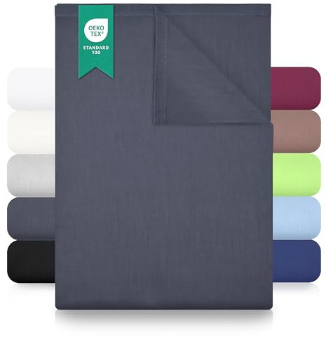 GREEN MARK Textilien Klassische Bettlaken – Flaches Laken aus 100% Baumwolle, ohne Gummi, hautfreundlich, pflegeleicht, bei hohen Temperaturen waschbar - Anthrazit Grau - 150x250 cm