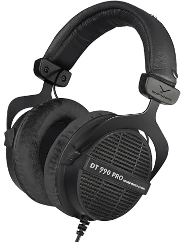 beyerdynamic DT 990 PRO Black Edition Studio-Kopfhörer, offen, 80 Ohm | Offene Bauweise, präzise Klangwiedergabe, handgefertigt in Deutschland – für Mixing, Mastering und Editing