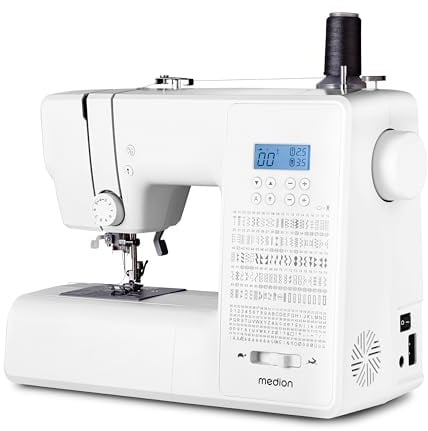 MEDION Digitale Nähmaschine SD36 (36 Watt, einstellbare Stichlänge und Stichbreite, 270 Stichmuster, LED Nählicht, automatischer Einfädler, Fußpedal, Rückwärtstaste, Fadenschneider, MD11881) weiß