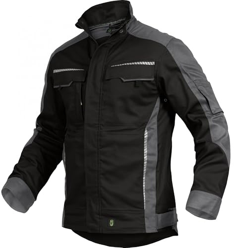 Leibwächter Flex-Line Herren Arbeitsjacke Bundjacke, Schwarz Gr. XL, atmungsaktive Allwetterjacke mit Stretchanteil für Herbst und Winter, robuste Arbeitsjacke Männer mit Reflexstreifen