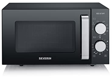 Severin 2-in-1 Mikrowelle mit Grill, 2 Ebenen, flacher Glasboden (Flatbed) statt Drehteller mit XXL-Nutzfläche für eckiges Geschirr, leichte Reinigung, Mikrowellengerät, 20L, schwarz, MW 7762