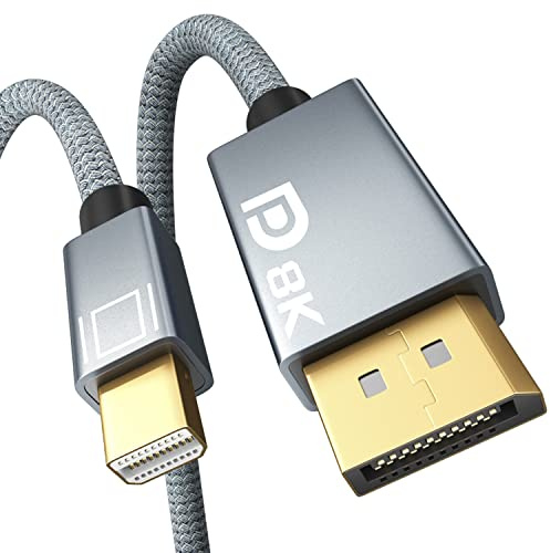 Mini DisplayPort auf DisplayPort 1.4 Kabel, Mini DP 1.4 auf DP 8K, 8K60Hz 5K120Hz 4K144Hz 4K120Hz 2K240Hz, HDR G-Sync FreeSync Thunderbolt 2 DP Kabel für MacBook (Vor 2017), HP Dell Laptop, PC, 1M