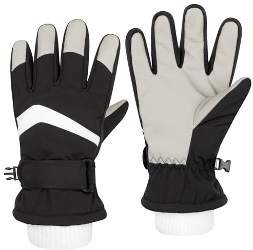 Kiiwah Wasserdicht Skihandschuhe Kinder, Warme Winterhandschuhe Atmungsaktiv Schneehandschuhe für Jungen Mädchen Outdoor Sport Fahrrad Snowboard