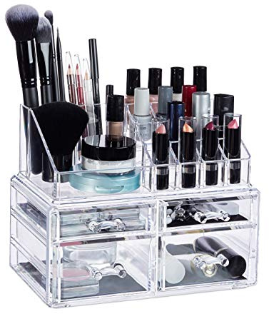 Relaxdays Make-Up Organizer Kosmetikregal Acryl, transparent | Make Up Kit