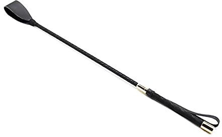 Fuwok Reitgerte und Peitsche aus Leder mit Lederhalter (Länge: 45 cm)
