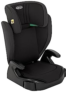 Graco Junior Maxi™ i-Size R129 Kindersitz, ca. 3,5 bis 12 Jahre (100 bis 150 cm), Kindersitzerhöhung, Armlehnen und Kopfstütze höhenverstellbar, leicht, mit Getränkehalter, schwarz, Midnight